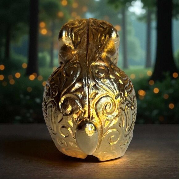 Vintage Max Factor Bunny Rabbit Solid Perfume Aquarius Gold Tone Metal Compact - Picture 4 of 10